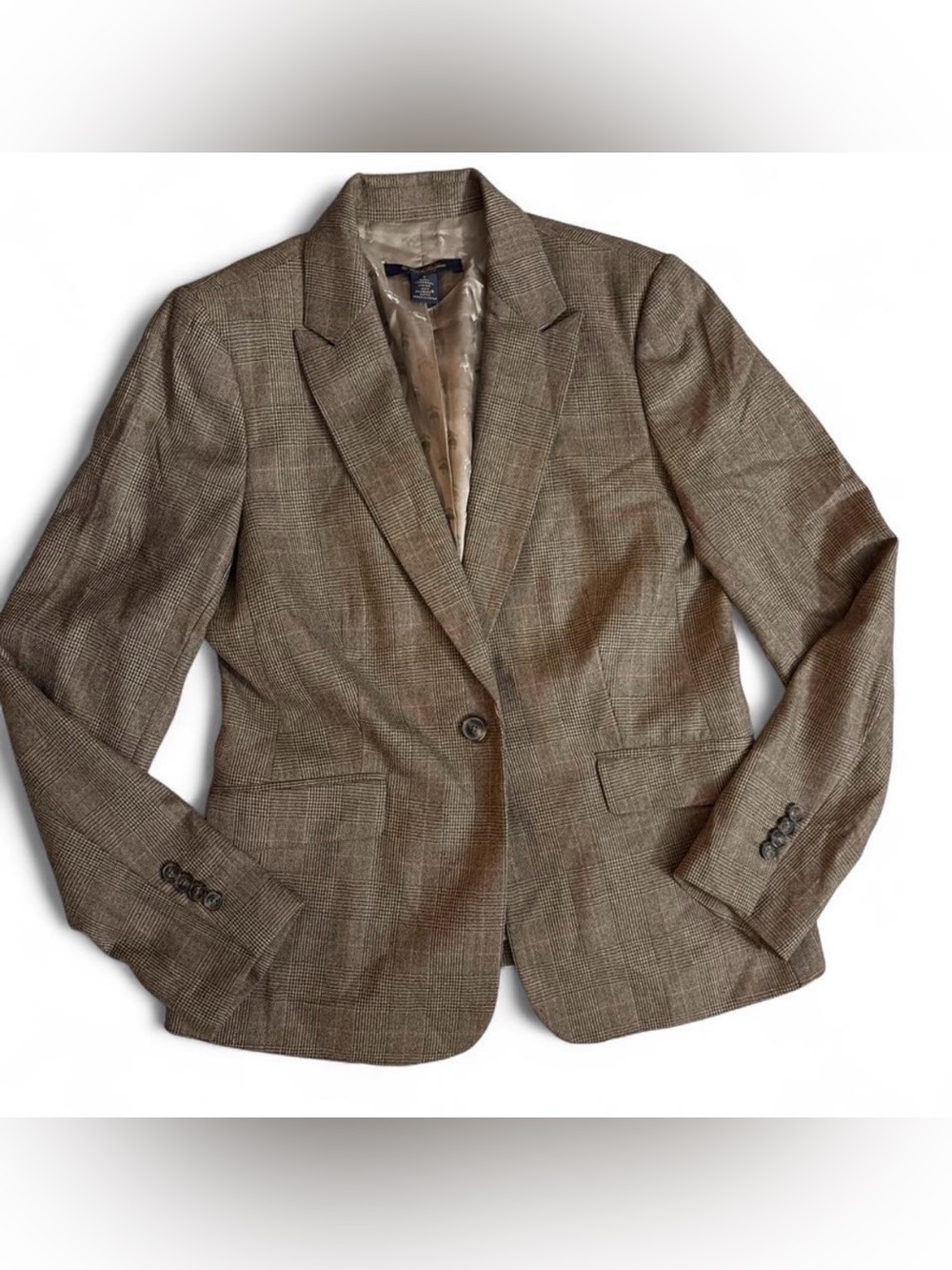Brooks Brothers Brown Plaid Single-Button Women's Blazer